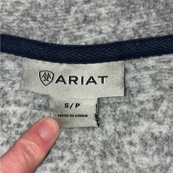 Ariat Gray Zip Up Hooded Jacket Small | Cozy Athleisure Lightweight Hoodie - Picture 5 of 7